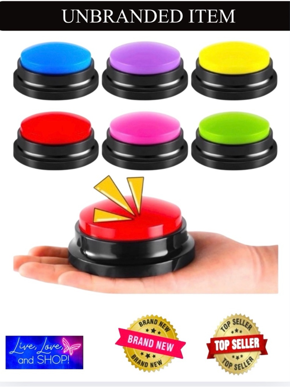 Recordable Answer Buzzers Button, “BIDDY NO BID” RECORDABLE BUTTON,” NIB